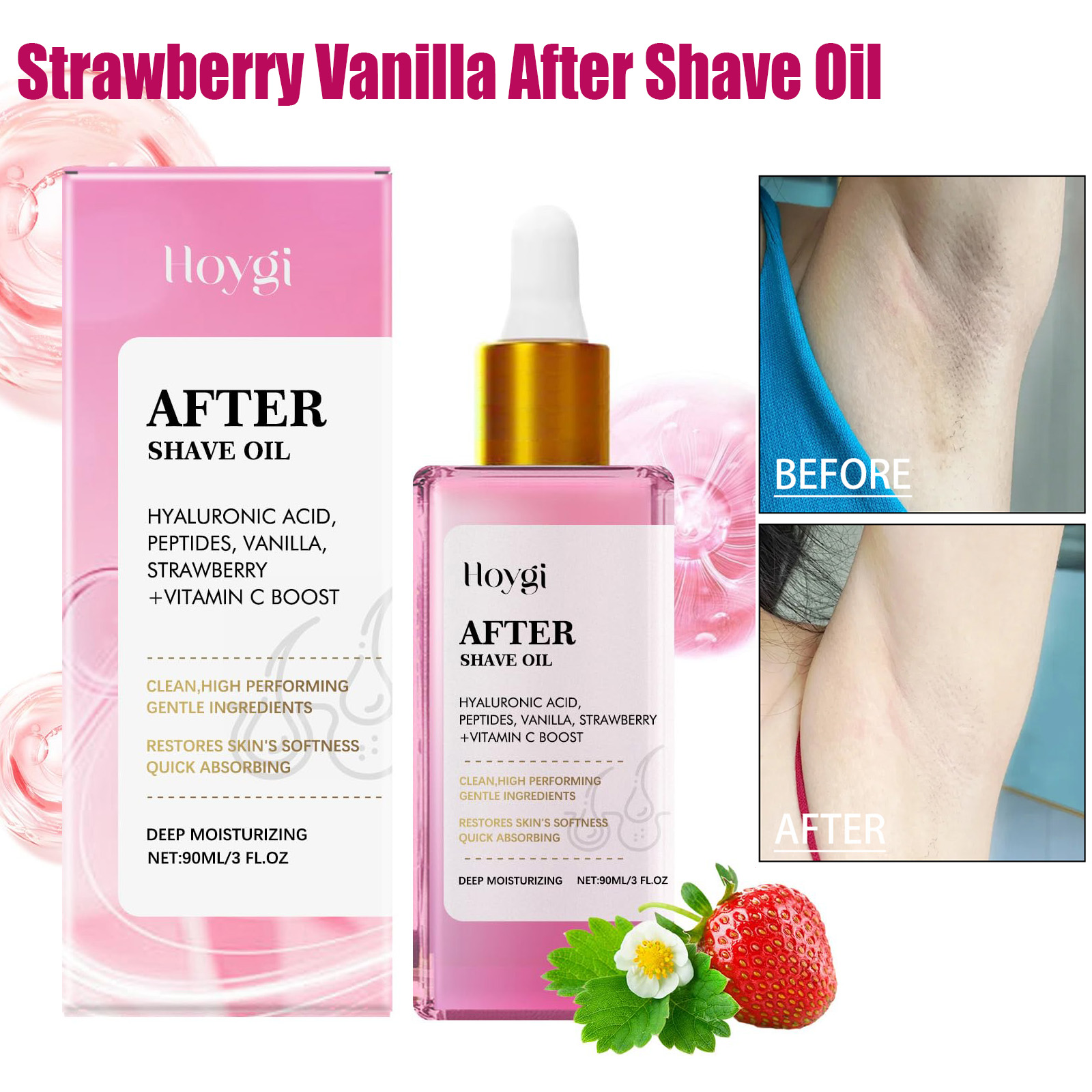 Shaving Cream - น้ำมันหลังโกนหนวด กลิ่นสตรอเบอร์รี่ ช่วยให้ผิวเรียบเนียน บรรเทาอาการระคายเคือง ฟื้นฟูผิว บำรุงผิว