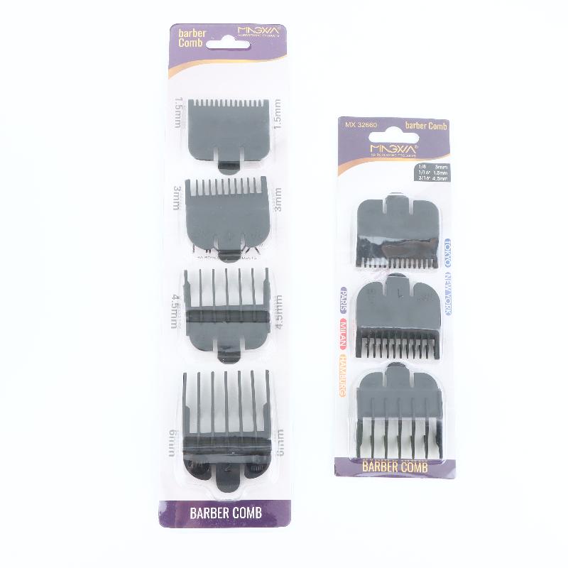 Hair Clipper - หวีรองตัดผม 1/2/3/4 ชิ้น ชุดหวีรองตัดแต่งทรงผม สีดำ ขนาด
