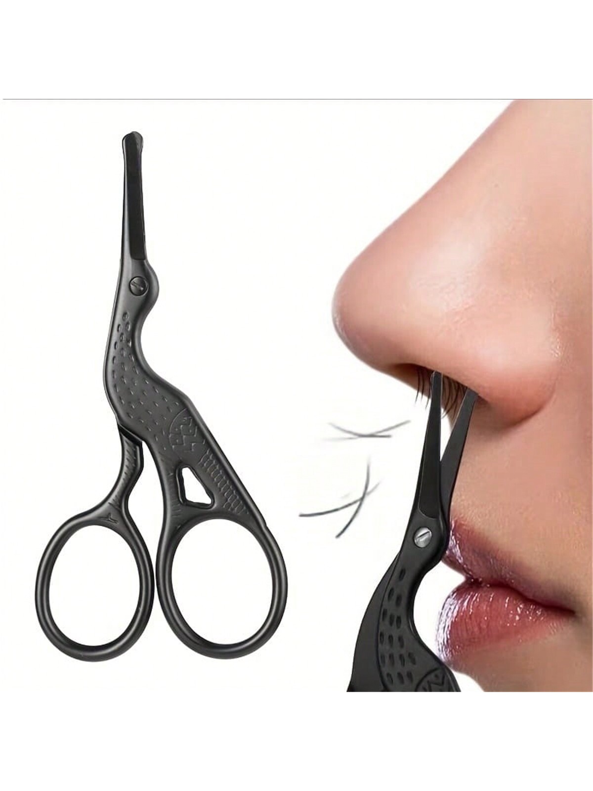 Grooming Scissors - กรรไกรตัดขนจมูก, ที่ตัดขนปลายมนสแตนเลส, กรรไกรตัดคิ้วที่แม่นยำ, อุปกรณ์ตัดแต่งขนบนใบหน้าที่ปลอดภัย, ขนาดกะทัดรัดสำหรับ